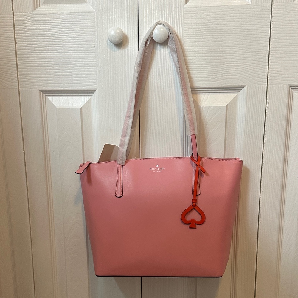 Kate Spade large tote Zina in bright carnation pink leather